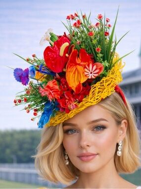Colorful Floral Statement Fascinator | Bold Derby Hat | Kentucky Derby Statement